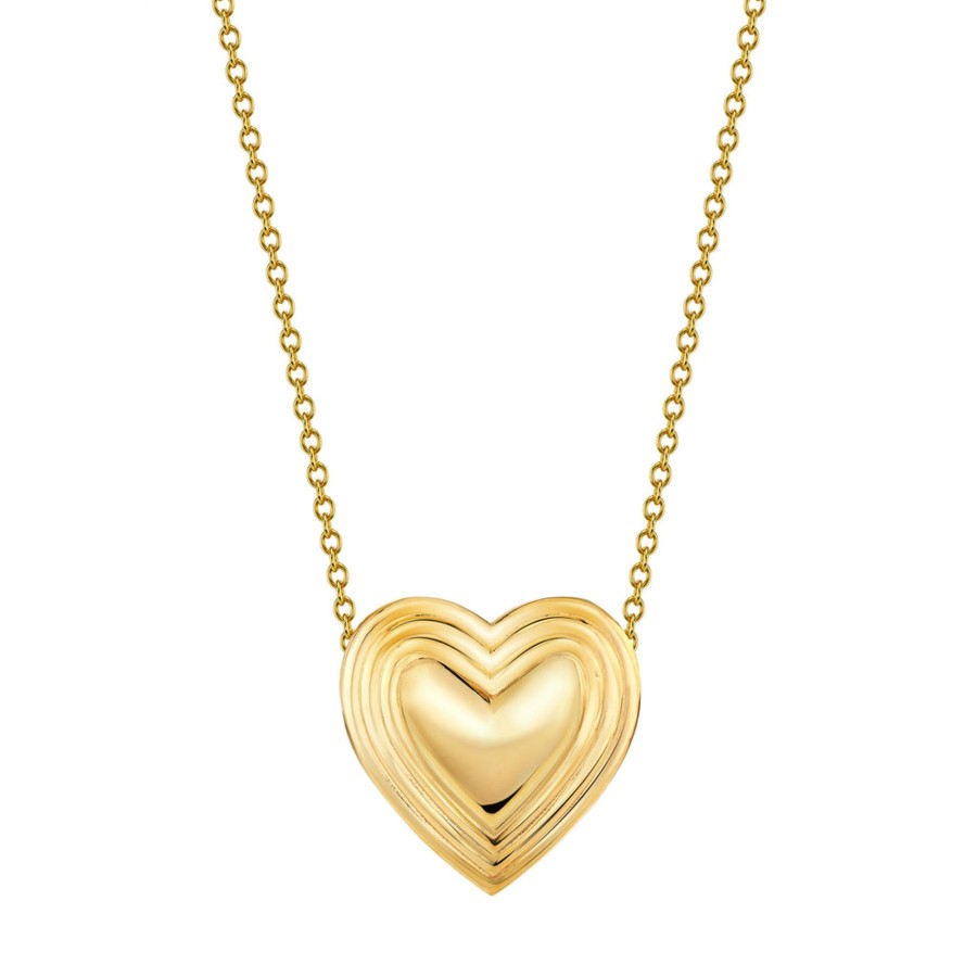 Accessories Natalie Martin Collection | Single Grooved Heart Necklace